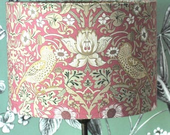 Handmade William Morris Style Lampshade: Songbird Cotton with Gold Lining