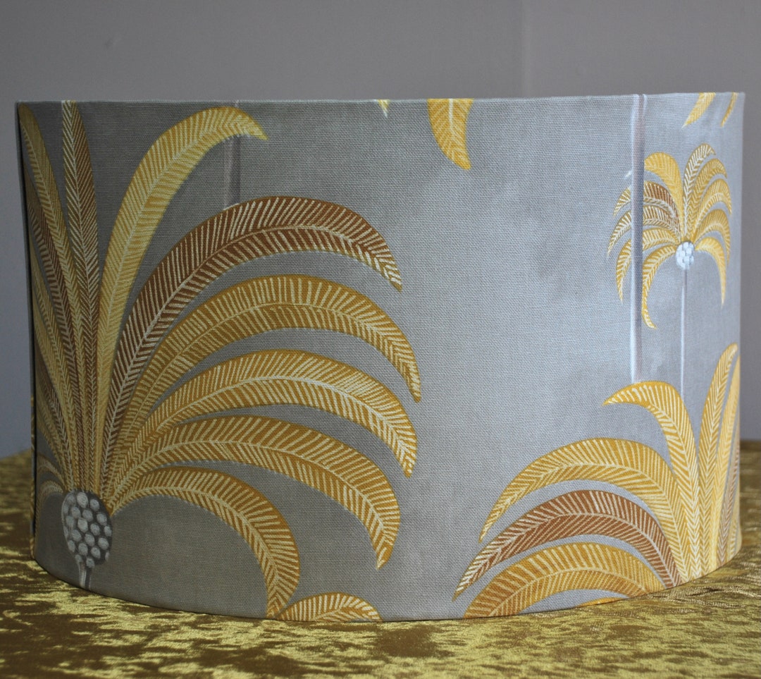 Handmade Lampshade, Mustard Art Deco Lampshade, Drum Lampshade, Table ...