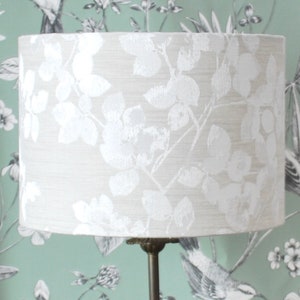 Handmade Cream Floral Lampshade: Botanical Drum Shade