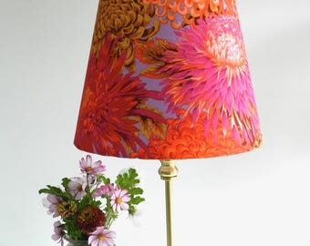 Handmade Flower Lampshade, Kaffe Fassett Pink Chrysanthemums, Floral Tapered Design