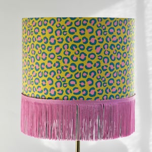 Leopard Print Lampshade, Handmade Night Jungle Lampshade, Bold Statement Lampshade, Fringing Option,  Home Decor