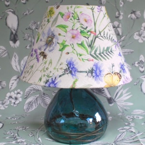 Handmade Butterfly Garden Lampshade: Floral Linen Shade