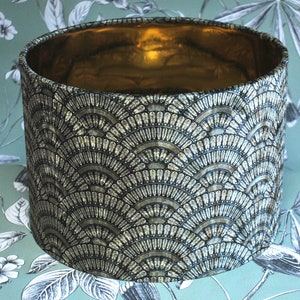 Handgefertigter Art-Deco-Lampenschirm, grüner und goldener Lampenschirm, Samtlampenschirm, Tischlampenschirm, Deckenlampenschirm, Wohndekor