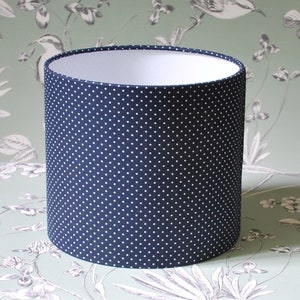 Handmade Blue and White Polkadot Lampshade, , Drum Lampshade, Table Lampshade, Ceiling Lampshade, DottyLampshade, Home Decor