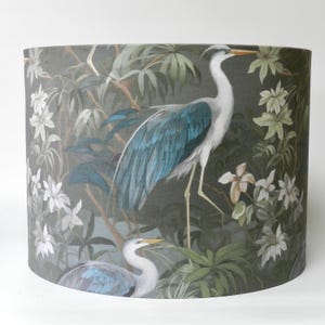 Heron Garden Lampshade, Beautiful Bird Lampshade, Handmade Nature Lampshade, Table or Pendant Lampshade, Home Decor