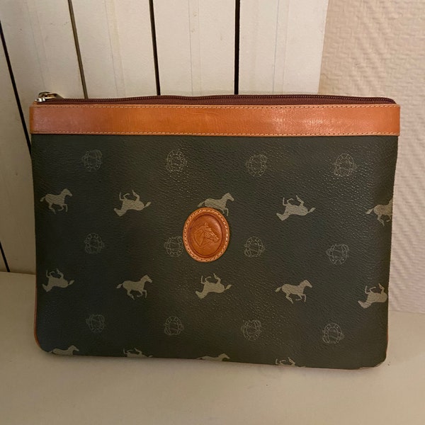 Pochette motif cheval en toile enduite