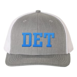 Richardson 112 Embroidered DET Hat, Detroit Snap Back, Detroit Trucker Hat, Detroit Mesh Hat, Detroit Adjustable Hat, Detroit Ball Cap