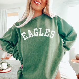 Comfort Colors Eagles Crewneck Sweatshirt, Eagles sweatshirt, Eagles Apparel, Gift for Eagles fan, Eagles football, Green Eagles tops