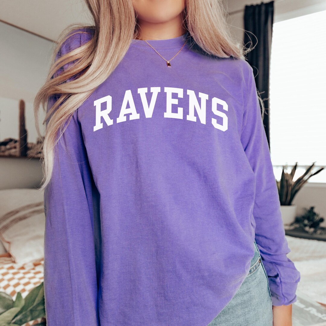 Comfort Colors Ravens Long Sleeve Shirt, Unisex Ravens T-shirt, Longsleeve Purple Ravens Tops ...