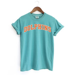 Comfort Colors Dolphins tshirt, Dolphins football t shirt, Dolphin fans tailgate tee, Gift for Fins fan, Dolphins tee, Teal dolphins t-shirt