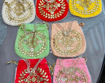 Gota Patti work Potlis or handbags with beads handle !!!