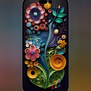 XJ08 / Original Design 8K Iphone Android Wallpaper Sperrbildschirm, mit 3D Effekt digitaler Kunst Download & Druck, Pflanze Blumen Blumen Malerei