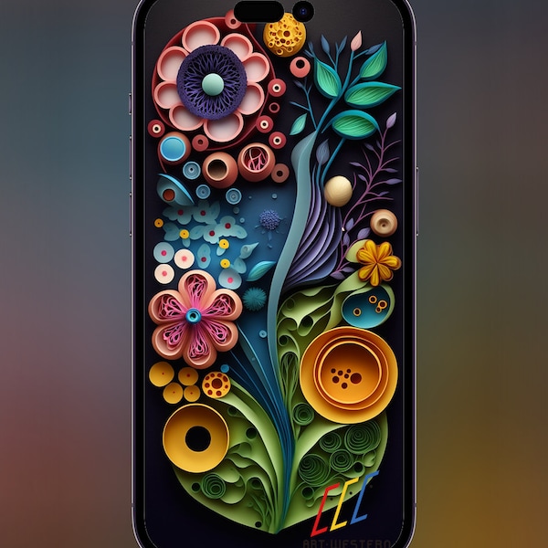 XJ08 / Original Design 8K Iphone Android Wallpaper Lock Screen, with 3D Effect digital art download & print, plant flowers floral painting