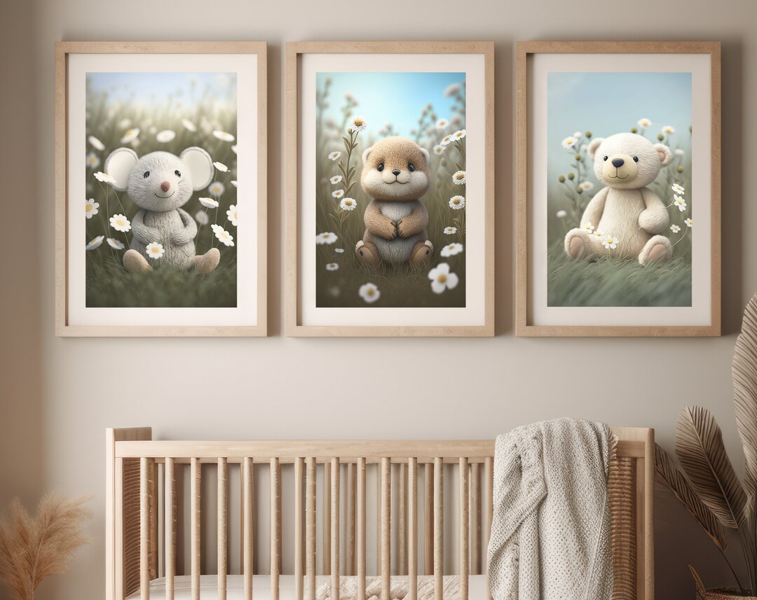Printable Baby Animal for Nursery, Wall Prints Set of 3, Digital