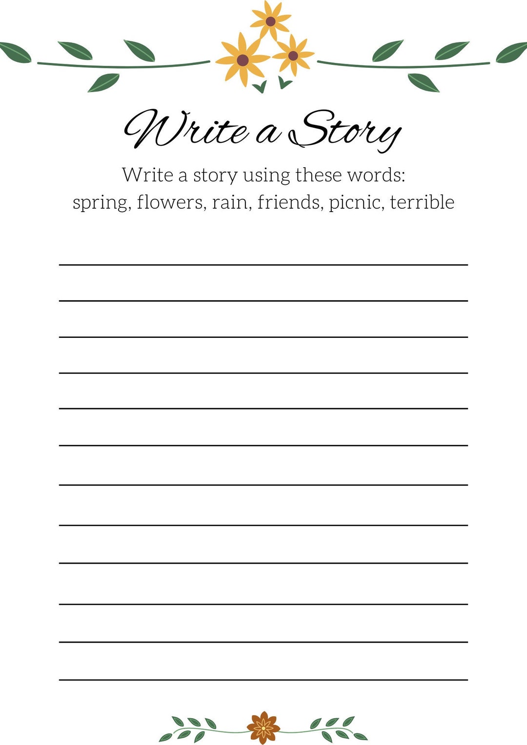 Write A Story Worksheet for Kids - Etsy