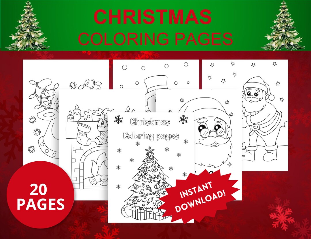 Christmas Coloring Pages - Printable - Instant Download - Etsy
