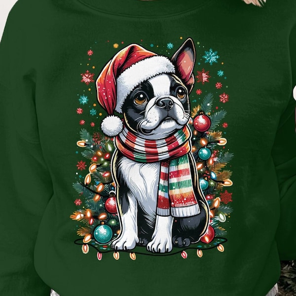 Boston Terrier Christmas Sweater, Gift for her, gift for him, Fun Xmas Sweater, Gift for Dog Lovers, Boston Terrier Lovers