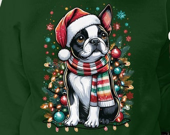 Boston Terrier Christmas Sweater, Gift for her, gift for him, Fun Xmas Sweater, Gift for Dog Lovers, Boston Terrier Lovers