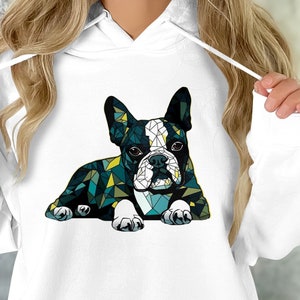 Boston Terrier T-Shirt, Hoodie, Gift for dog lovers, Stained Glass Style, Unique Design