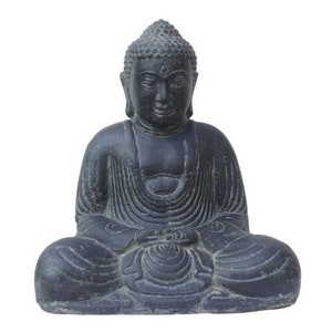Sitting Buddha statue "Japan", 40 cm, stone figure, garden decoration, antique black, frost-proof