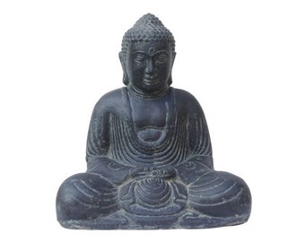 Statue de Bouddha assis « Japon », 40 cm, figurine en pierre, décoration de jardin, noir antique, résistante au gel