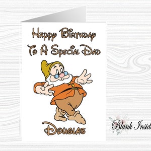 Biglietto d'auguri personalizzato "DOC ~ Biancaneve e i 7 nani" in formato A5 ~ per qualsiasi occasione, relazione, età.