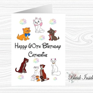 Spersonalizowana drukowana kartka okolicznościowa A5 „Aristocats Group” ~ na każdą okazję, w zależności od relacji, wieku.