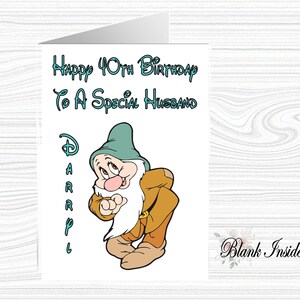 Biglietto d'auguri personalizzato "BASHFUL ~ Biancaneve e i 7 nani" in formato A5 ~ per qualsiasi occasione, relazione, età.
