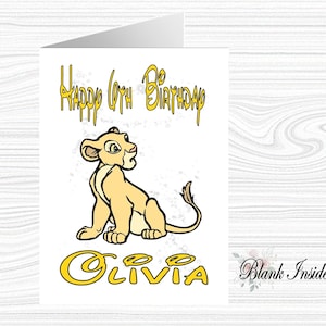 Tarjeta de felicitación personalizada impresa "NALA ~ The Lion King" A5 ~ Cualquier ocasión, relación, edad.