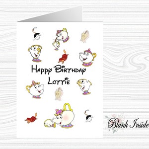 Biglietto d'auguri personalizzato "Mrs Bric e Chicco ~ La bella e la bestia" in formato A5 ~ per qualsiasi occasione, relazione, età.