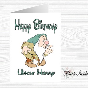 Personalised Printed &quot;SLEEPY ~ Snow White & The 7 Dwarfs&quot; A5 Greeting Card ~ Any Occassion, Relation, Age.