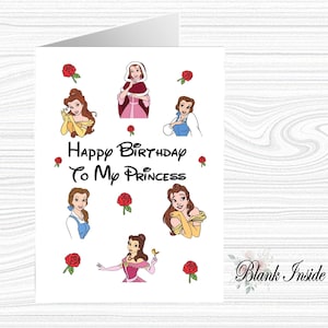 Biglietto d'auguri personalizzato "Belle ~ La bella e la bestia" in formato A5 ~ per qualsiasi occasione, relazione, età.