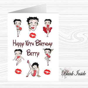 Gepersonaliseerde gedrukte A5-wenskaart "Betty Boop" ~ elke gelegenheid, relatie, leeftijd.