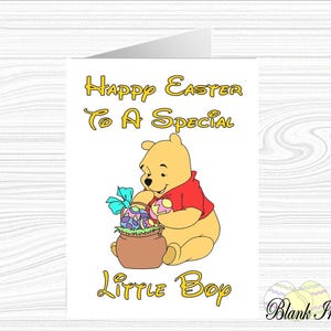 Carte de Pâques personnalisée Winnie l'ourson ~ A5 blanc mat