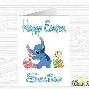 STITCH ~ Lilo & Stitch Personalisierte Osterkarte ~ A5 Matt Weiss