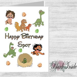 Gepersonaliseerde gedrukte A5-wenskaart "THE GOOD DINOSAUR" ~ elke gelegenheid, relatie, leeftijd.