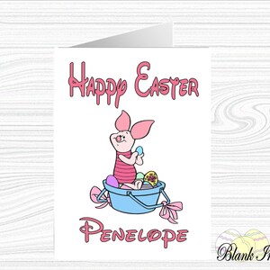 PIGLET ~ carte de Pâques personnalisée Winnie l'ourson ~ A5 blanc mat