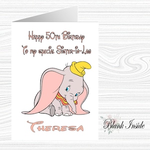 Biglietto d'auguri DUMBO A5 stampato personalizzato ~ Per qualsiasi occasione, relazione, età.