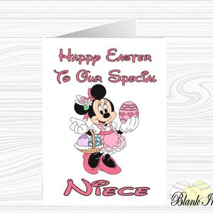 MINNIE MOUSE ~ Mickey & Friends Cartão de Páscoa Personalizado ~ A5 Branco Mate