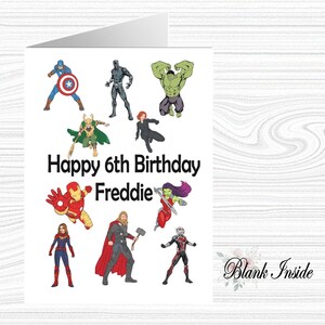 Personalised Printed &quot;AVENGERS&quot; A5 Greeting Card ~ Any Occassion, Relation, Age.