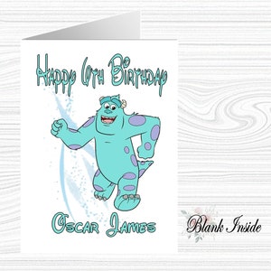 Carte de voeux A5 « SULLEY ~ MONSTER'S INC » personnalisée ~ toutes les occasions, relations, âges, etc.