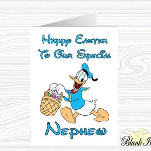 DONALD DUCK ~ Carte de Pâques personnalisée Mickey Mouse et ses amis ~ A5 blanc mat