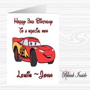 Tarjeta de felicitación personalizada impresa LIGHTENING ~ Disney Cars A5 ~ Cualquier ocasión, relación, edad.