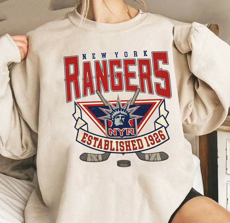 NY Rangers Hoodie Mens Hand Pulling USA Flag New York Rangers Gift