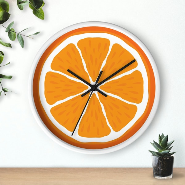 Orange Slice Kitchen Wall Clock, 10" Beach House Gift, Orange Fruit Kitchen Clock, Unique Housewarming Gift