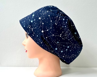 Star constellation surgical scrub cap, unisex, elasticated, astrology reusable washable scrub hat for Surgeons Doctor Nurses ODP Midwife Vet