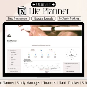 Notion Life Planner Template | All in one Planner | Digital Diary, Track Goals, Self Care, Productivity, Finances, Fitness and Wellness |