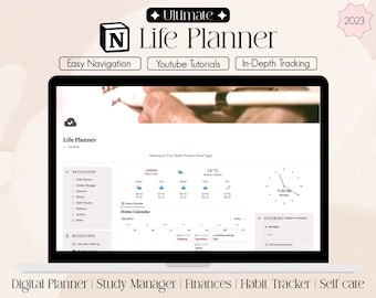 Notion Life Planner Template | All in one Planner | Digital Diary, Track Goals, Self Care, Productivity, Finances, Fitness and Wellness |