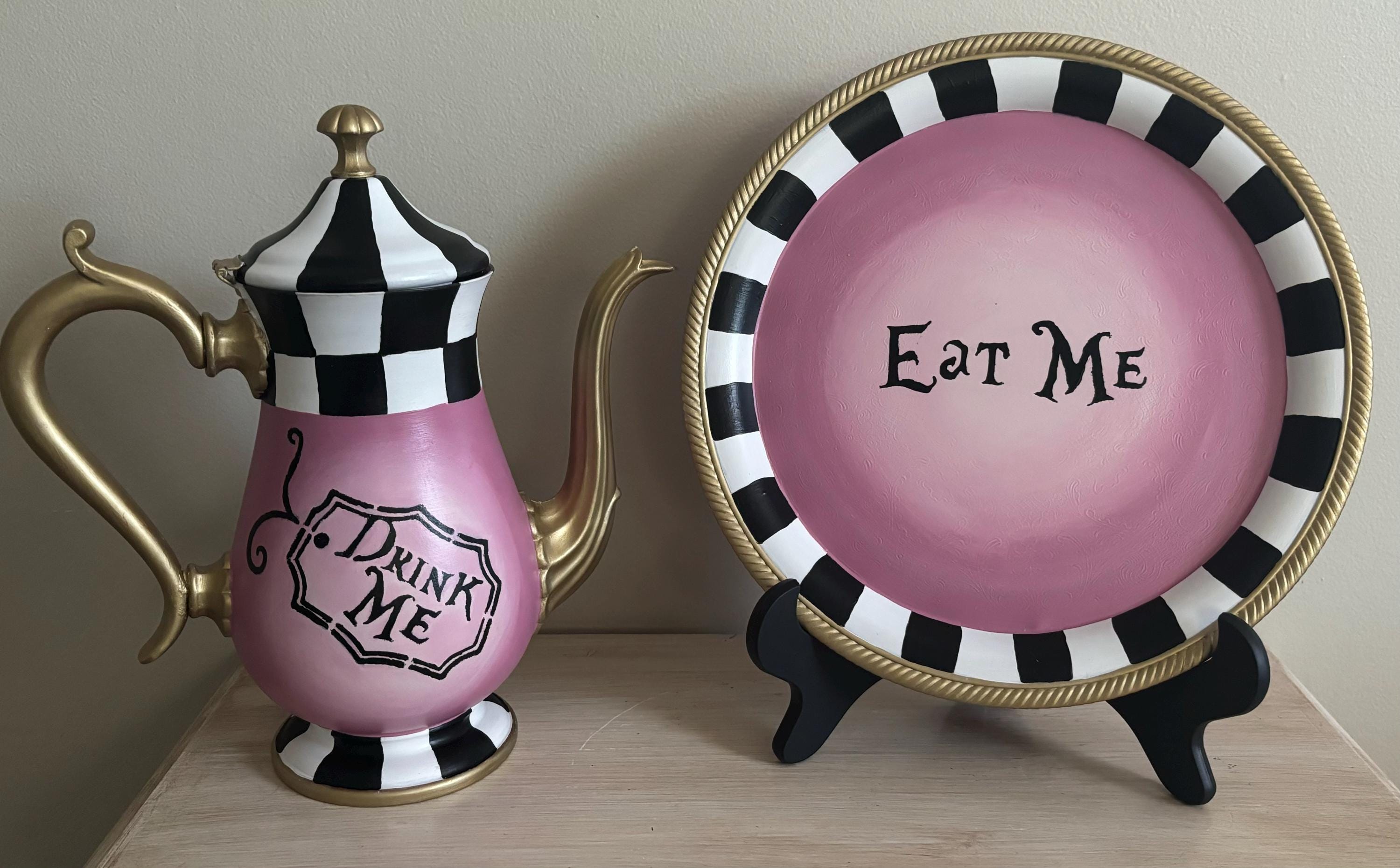 Alice in Wonderland Tea Set, Upcycled Tea Set, Hand Painted Tea