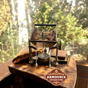 Antique Brass Universal Equinoctial Sundial with Compass – Vintage Navigation & Timekeeping Instrument